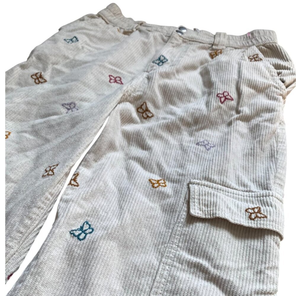 PacSun Beige Embroidered Butterfly Cargo Straight Leg Pants - Picture 6 of 7